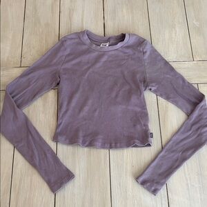 TNA Aritzia Lavender Purple Long Sleeve Cropped Ribbed Top Small